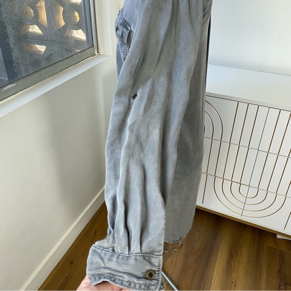 Sneak Peek Utility Split Hem Long Sleeve Shirt Dress, Slate Grey, Size S - Picture 5 of 8